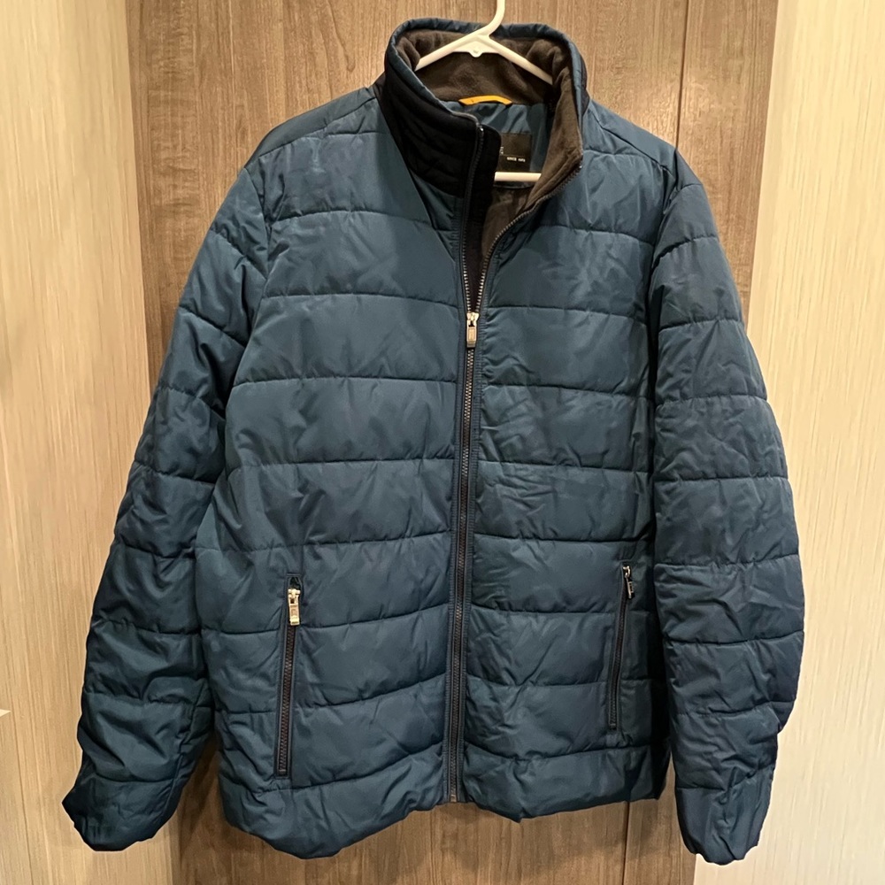 Navy, puffer winter coat, Weatherproof.